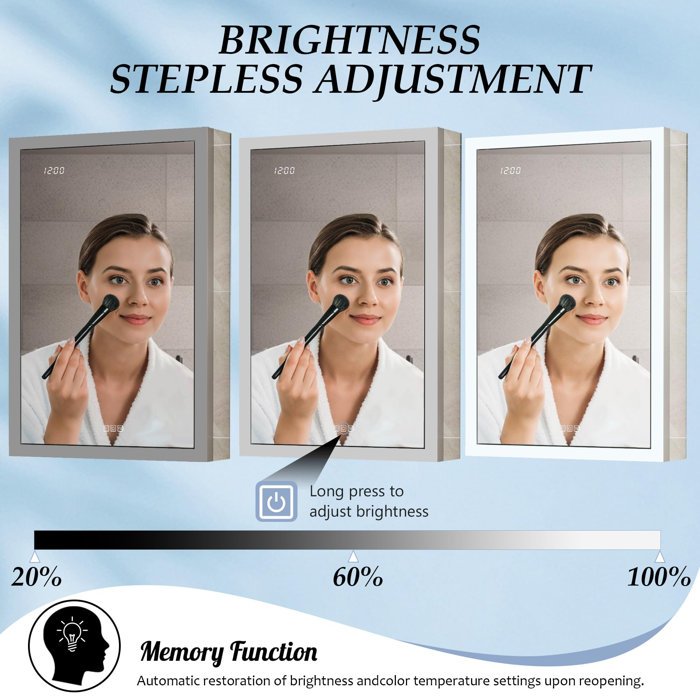 Brayden Studio® Recessed Lighted Medicine Defog & Dimmable LED